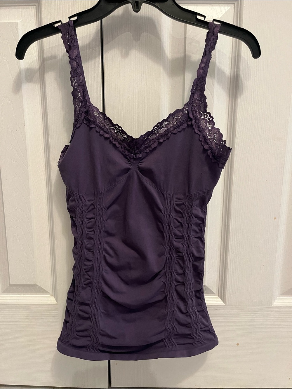 M. Rena Womens Purple Lace Trim Camisole Layering Tank Top One Size Y2K Inspired